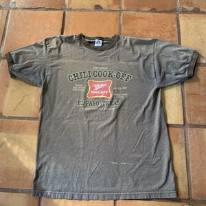 Vintage Miller High Life 1985 Ringer T-Shirt Mens Sz. XL El Paso Chili Cook-Off